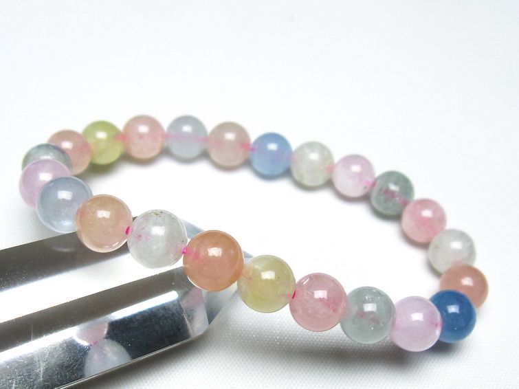 ミックスカラーベリル ブレスレット 8mm 一点物 メール便可 [M便 1/10] 111-48853 [sold out]