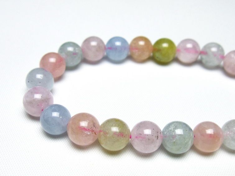 ミックスカラーベリル ブレスレット 9mm 一点物 メール便可 [M便 1/10] 111-48864