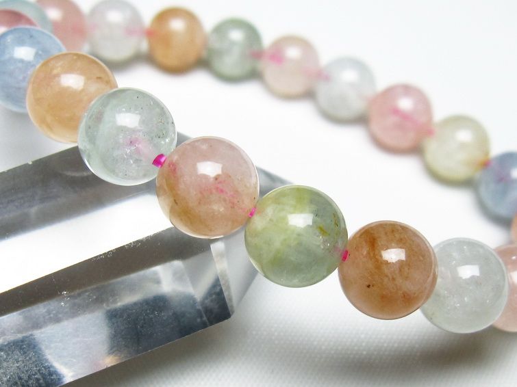 ミックスカラーベリル ブレスレット 9mm 一点物 メール便可 [M便 1/10] 111-48869