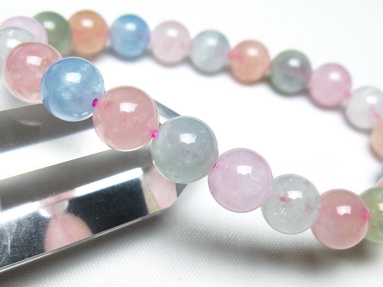 ミックスカラーベリル ブレスレット 9mm 一点物 メール便可 [M便 1/10] 111-48873