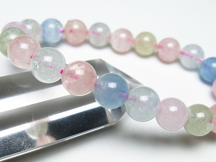 ミックスカラーベリル ブレスレット 9mm 一点物 メール便可 [M便 1/10] 111-48882