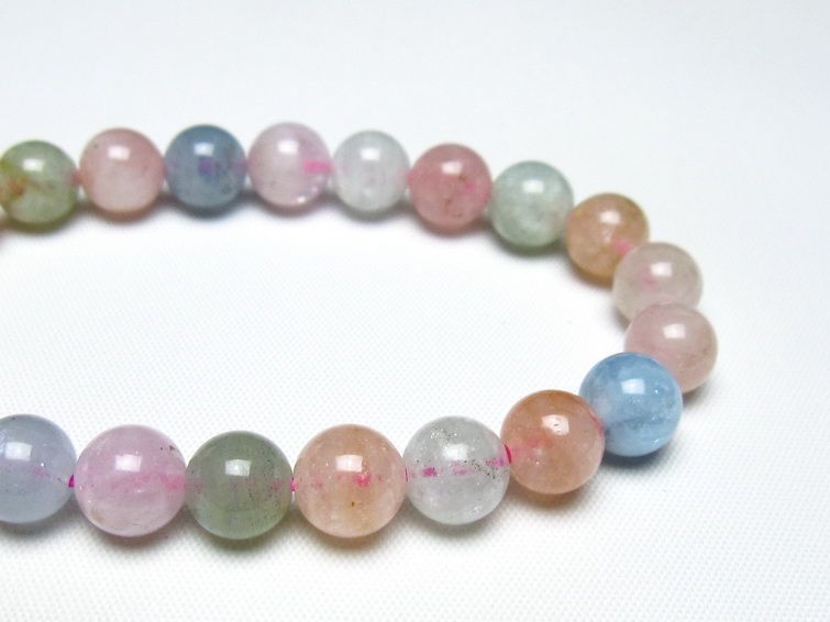 ミックスカラーベリル ブレスレット 9mm 一点物 メール便可 [M便 1/10] 111-48883