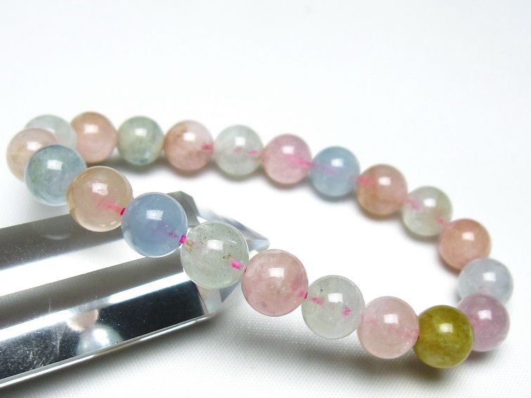 ミックスカラーベリル ブレスレット 9mm 一点物 メール便可 [M便 1/10] 111-48885