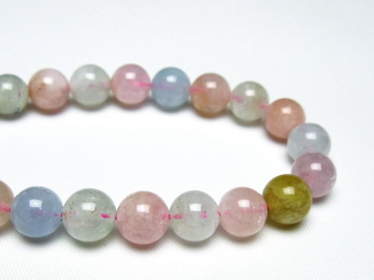 ミックスカラーベリル ブレスレット 9mm 一点物 メール便可 [M便 1/10] 111-48885