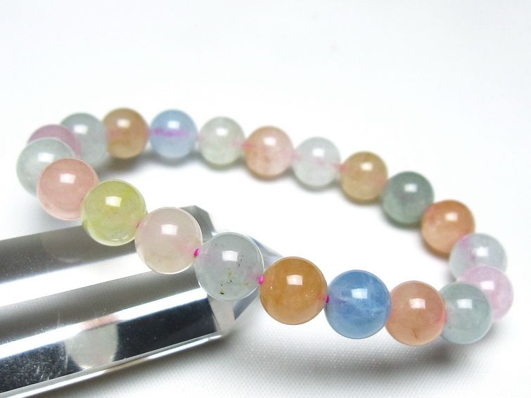 ミックスカラーベリル ブレスレット 9mm 一点物 メール便可 [M便 1/10] 111-48889