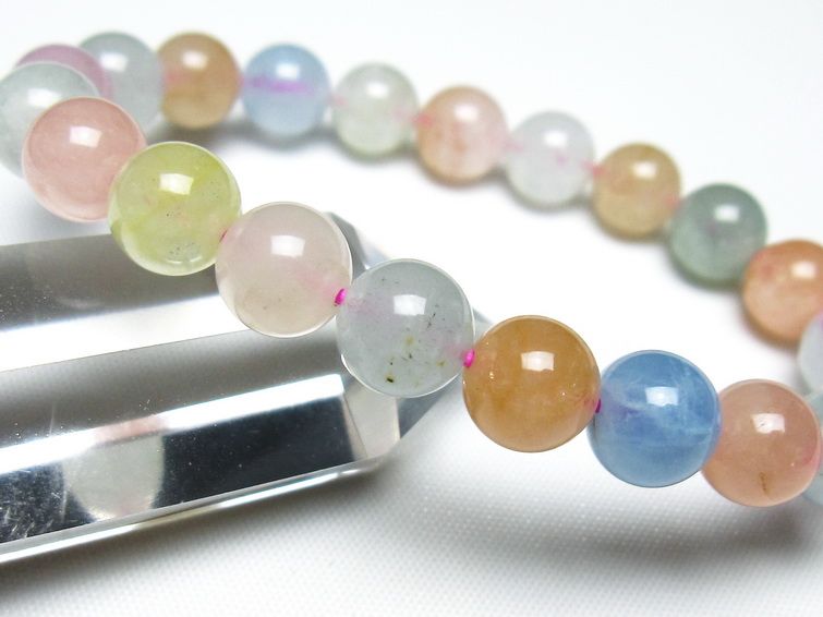 ミックスカラーベリル ブレスレット 9mm 一点物 メール便可 [M便 1/10] 111-48889