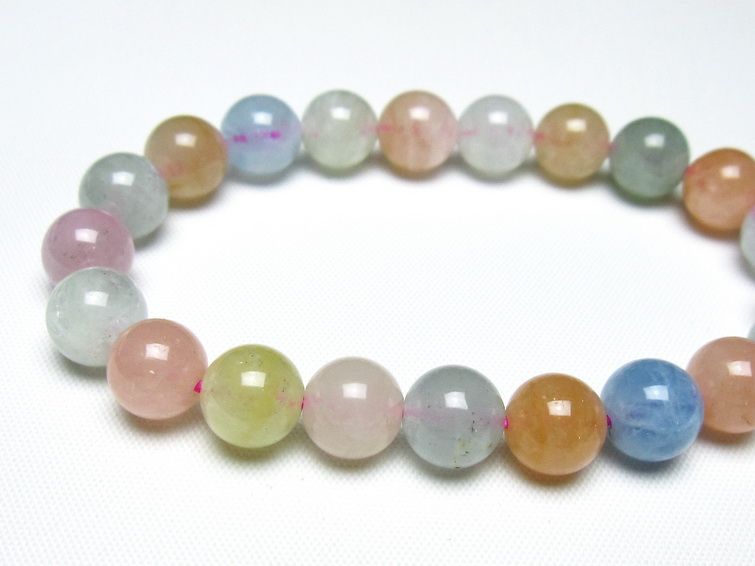 ミックスカラーベリル ブレスレット 9mm 一点物 メール便可 [M便 1/10] 111-48889
