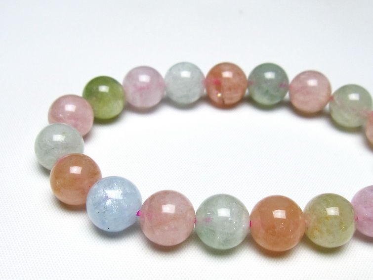 ミックスカラーベリル ブレスレット 11mm 一点物 メール便可 [M便 1/10] 111-48895