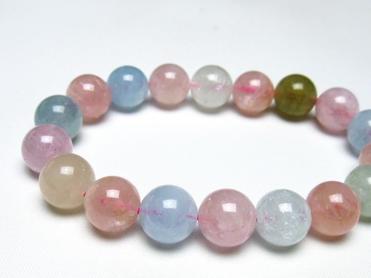 ミックスカラーベリル ブレスレット 12mm 一点物 メール便可 [M便 1/10] 111-48898