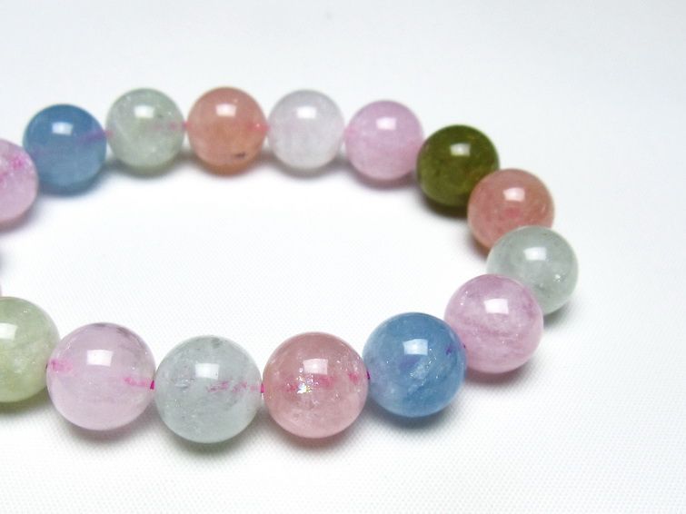 ミックスカラーベリル ブレスレット 12mm 一点物 メール便可 [M便 1/10] 111-48899