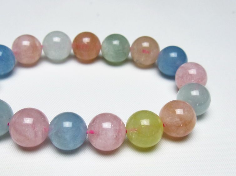 ミックスカラーベリル ブレスレット 13mm 一点物 メール便可 [M便 1/10] 111-48900