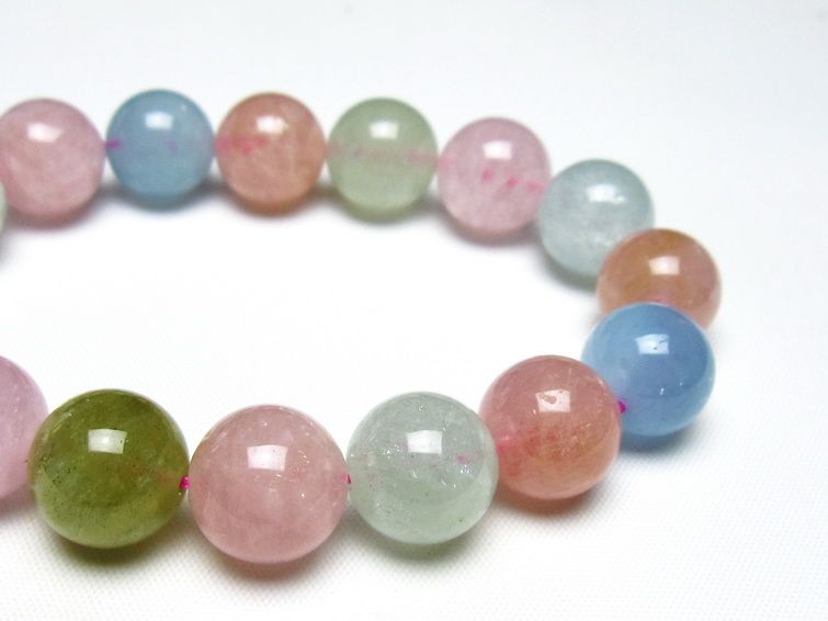 ミックスカラーベリル ブレスレット 13mm 一点物 メール便可 [M便 1/10] 111-48902