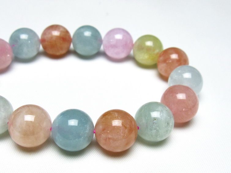 ミックスカラーベリル ブレスレット 14mm 一点物 メール便可 [M便 1/10