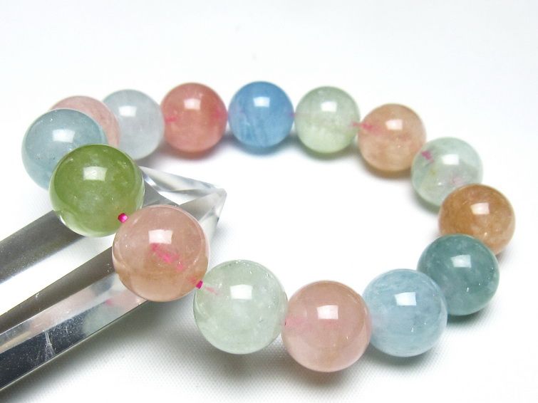 ミックスカラーベリル ブレスレット 15mm 一点物 メール便可 [M便 1/10] 111-48908