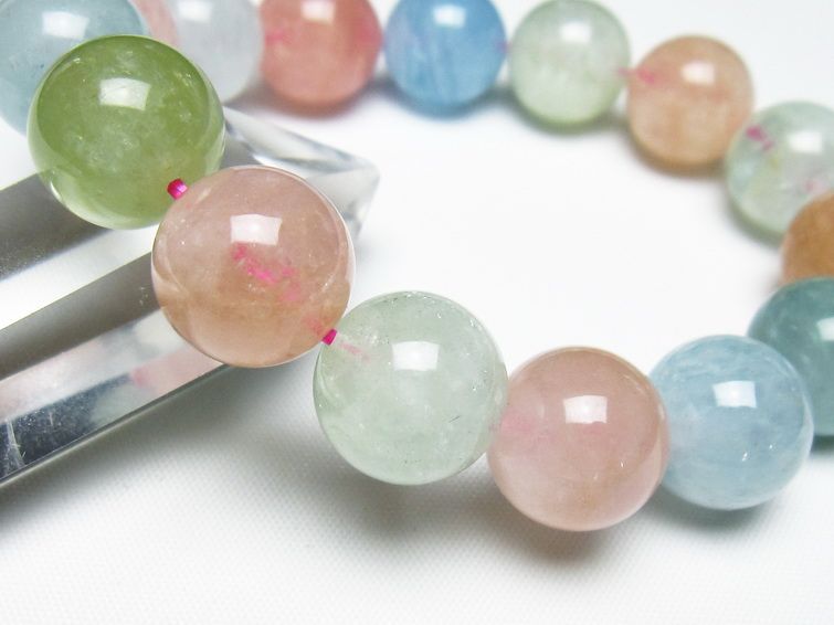 ミックスカラーベリル ブレスレット 15mm 一点物 メール便可 [M便 1/10] 111-48908