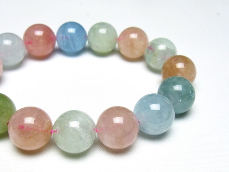 ミックスカラーベリル ブレスレット 15mm 一点物 メール便可 [M便 1/10] 111-48908