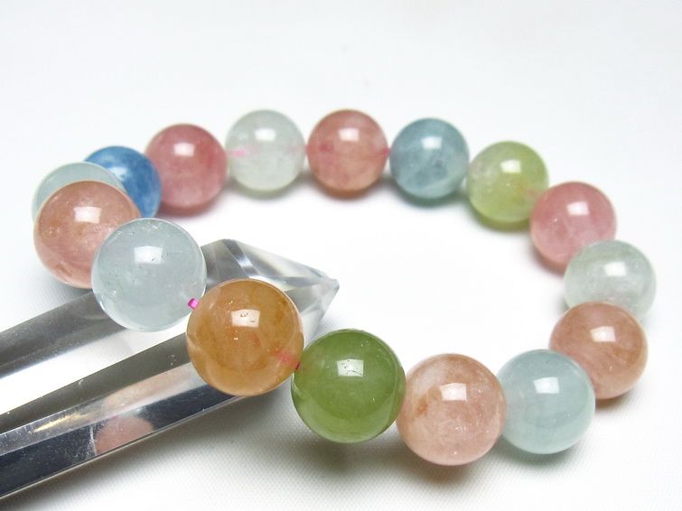 ミックスカラーベリル ブレスレット 15mm 一点物 メール便可 [M便 1/10] 111-48909