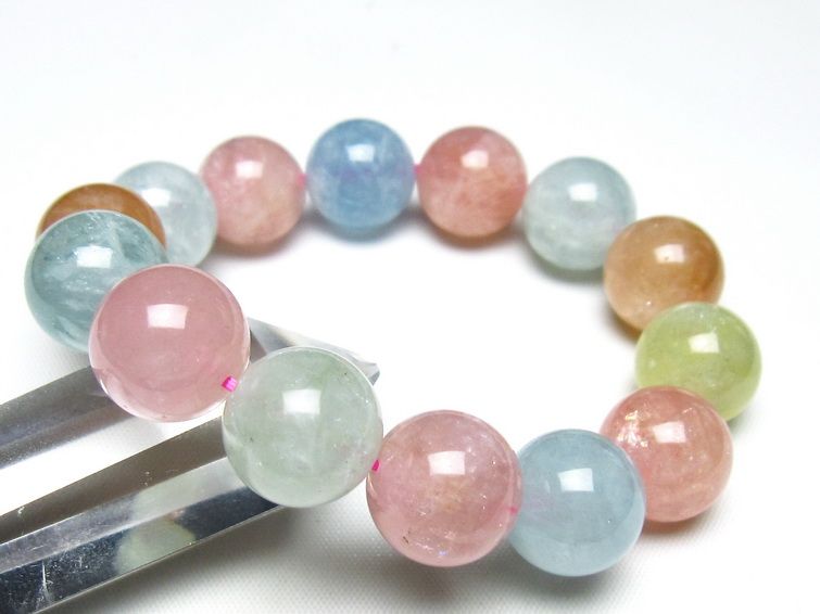 ミックスカラーベリル ブレスレット 15mm 一点物 メール便可 [M便 1/10] 111-48910