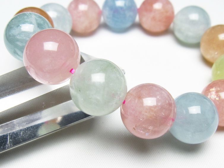 ミックスカラーベリル ブレスレット 15mm 一点物 メール便可 [M便 1/10] 111-48910