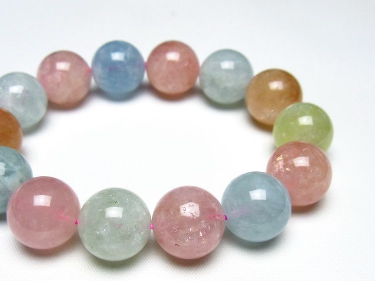 ミックスカラーベリル ブレスレット 15mm 一点物 メール便可 [M便 1/10] 111-48910