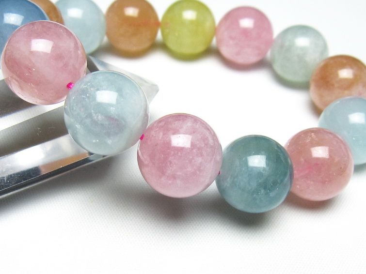 ミックスカラーベリル ブレスレット 15mm 一点物 メール便可 [M便 1/10] 111-48912