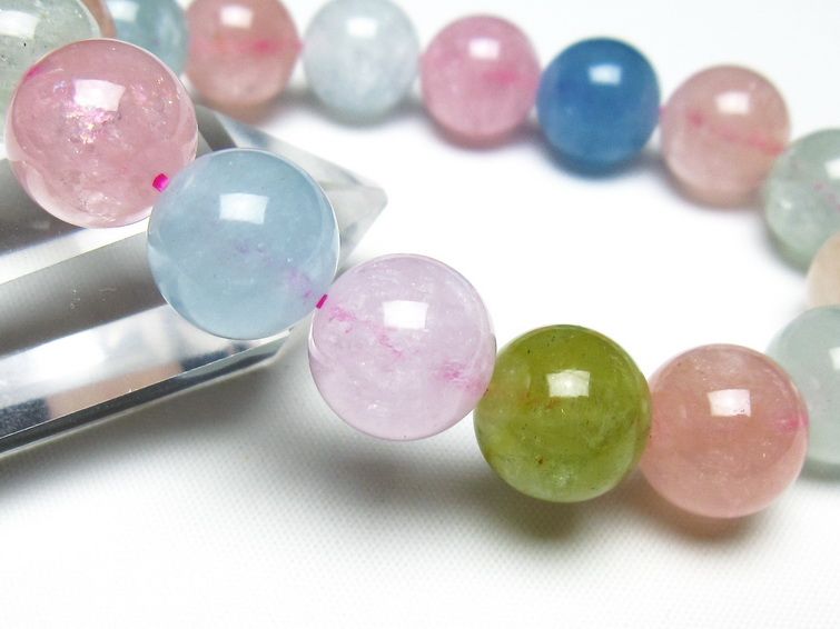 ミックスカラーベリル ブレスレット 13mm 一点物 メール便可 [M便 1/10] 111-48913