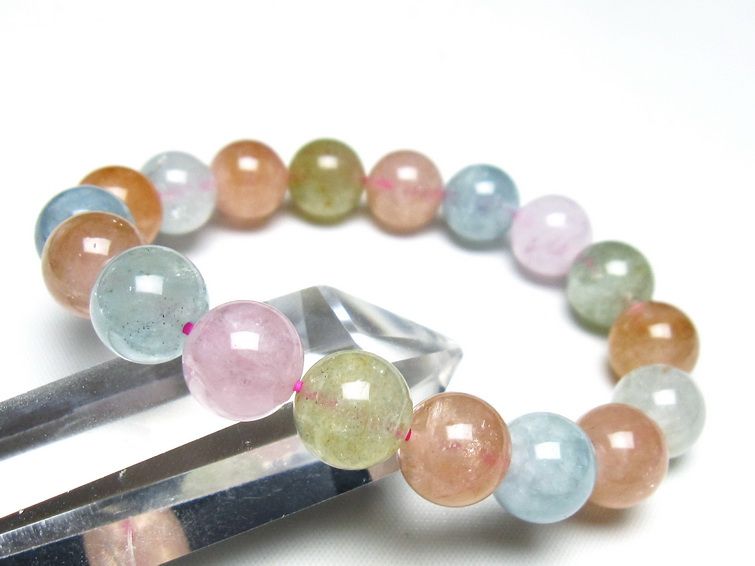 ミックスカラーベリル ブレスレット 11mm 一点物 メール便可 [M便 1/10] 111-48922