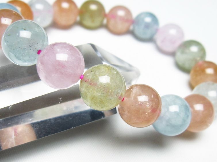 ミックスカラーベリル ブレスレット 11mm 一点物 メール便可 [M便 1/10] 111-48922