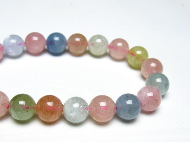ミックスカラーベリル ブレスレット 10mm 一点物 メール便可 [M便 1/10] 111-48924