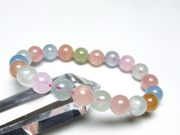 ミックスカラーベリル ブレスレット 10mm 一点物 メール便可 [M便 1/10] 111-48925