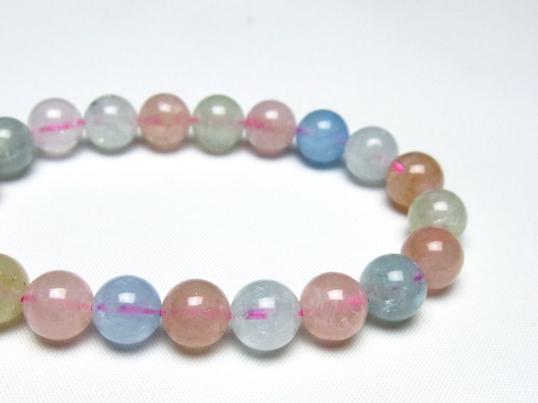 ミックスカラーベリル ブレスレット 10mm 一点物 メール便可 [M便 1/10] 111-48928
