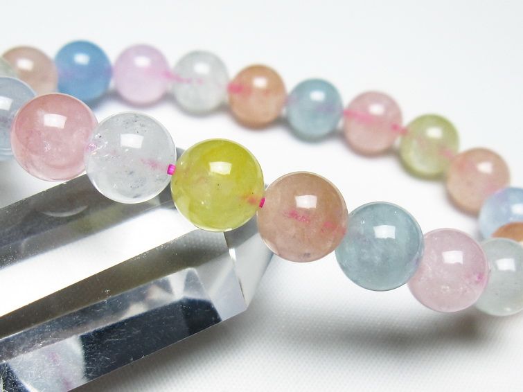 ミックスカラーベリル ブレスレット 10mm 一点物 メール便可 [M便 1/10] 111-48929