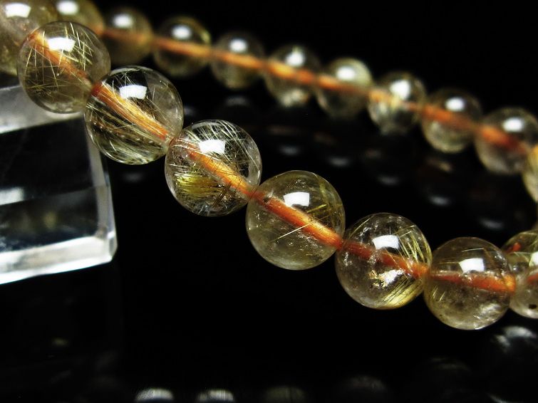 ルチルクォーツ ブレスレット 8mm タイチンルチルクォーツ タイチンルチル 一点物 メール便可 [M便 1/10] 111-48951 [sold out]