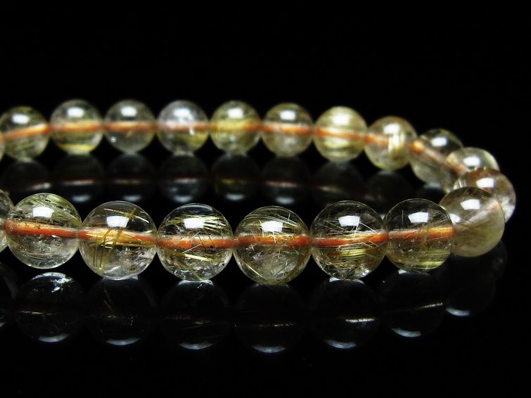 ルチルクォーツ ブレスレット 8mm タイチンルチルクォーツ タイチンルチル 一点物 メール便可 [M便 1/10] 111-48952 [sold out]