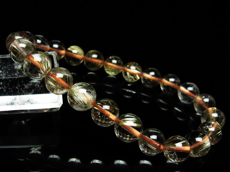 ルチルクォーツ ブレスレット 8mm タイチンルチルクォーツ タイチンルチル 一点物 メール便可 [M便 1/10] 111-48953 [sold out]