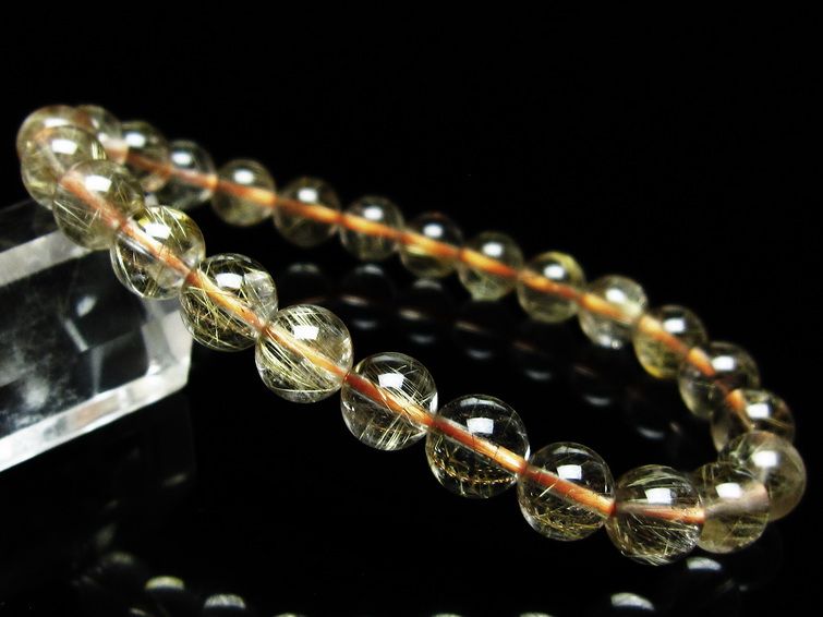 ルチルクォーツ ブレスレット 8mm タイチンルチルクォーツ タイチンルチル 一点物 メール便可 [M便 1/10] 111-48954 [sold out]
