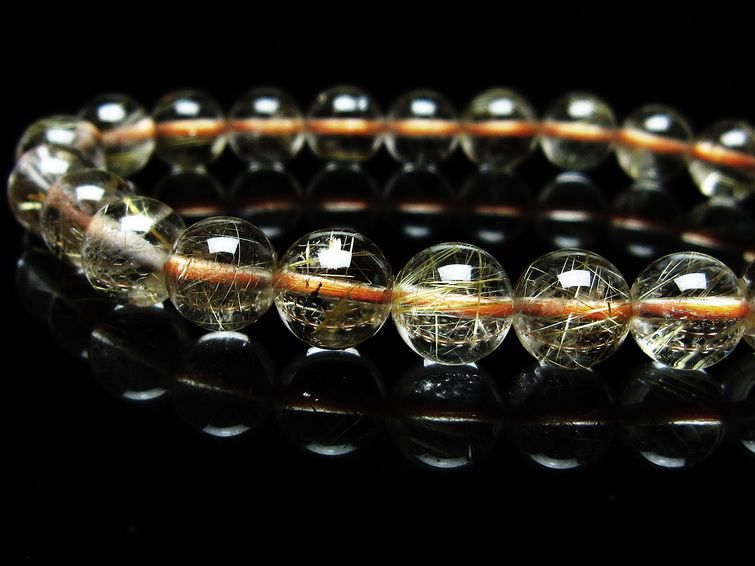 ルチルクォーツ ブレスレット 8mm タイチンルチルクォーツ タイチンルチル 一点物 メール便可 [M便 1/10] 111-48955 [sold out]