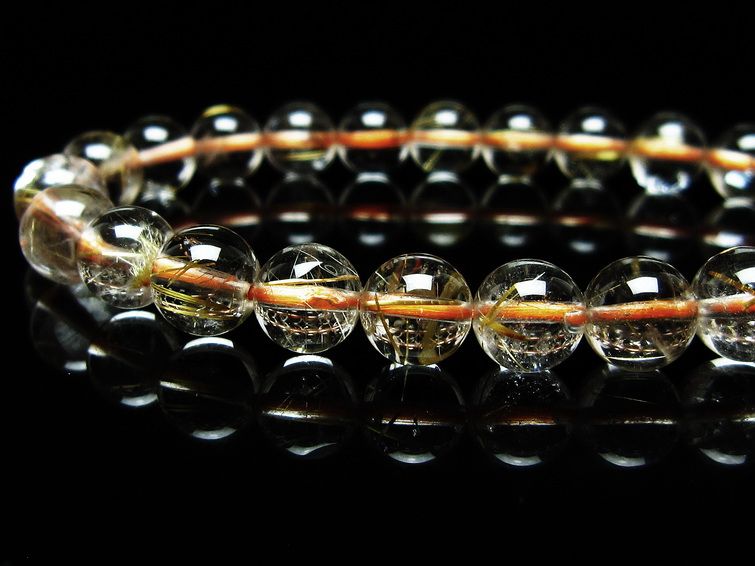 ルチルクォーツ ブレスレット 8mm タイチンルチルクォーツ タイチンルチル 一点物 メール便可 [M便 1/10] 111-48956 [sold out]