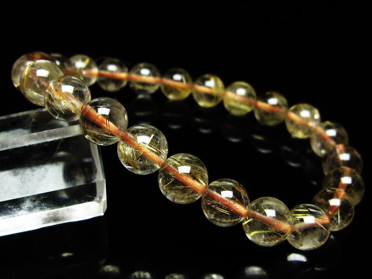 ルチルクォーツ ブレスレット 8mm タイチンルチルクォーツ タイチンルチル 一点物 メール便可 [M便 1/10] 111-48957 [sold out]