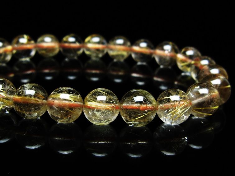 ルチルクォーツ ブレスレット 8mm タイチンルチルクォーツ タイチンルチル 一点物 メール便可 [M便 1/10] 111-48957 [sold out]