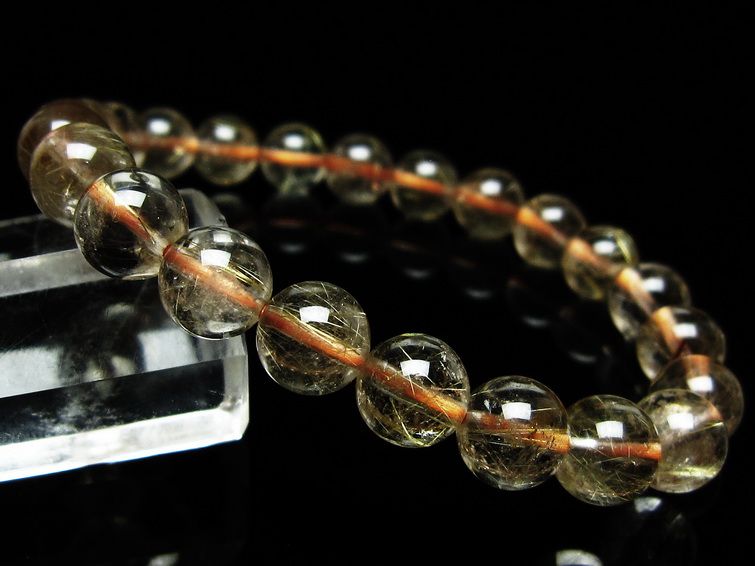 ルチルクォーツ ブレスレット 8mm タイチンルチルクォーツ タイチンルチル 一点物 メール便可 [M便 1/10] 111-48960 【sold out】
