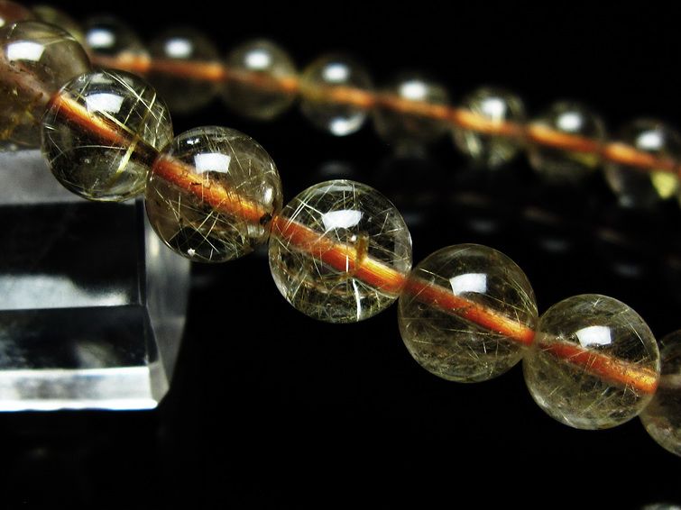 ルチルクォーツ ブレスレット 8mm タイチンルチルクォーツ タイチンルチル 一点物 メール便可 [M便 1/10] 111-48963 【sold out】