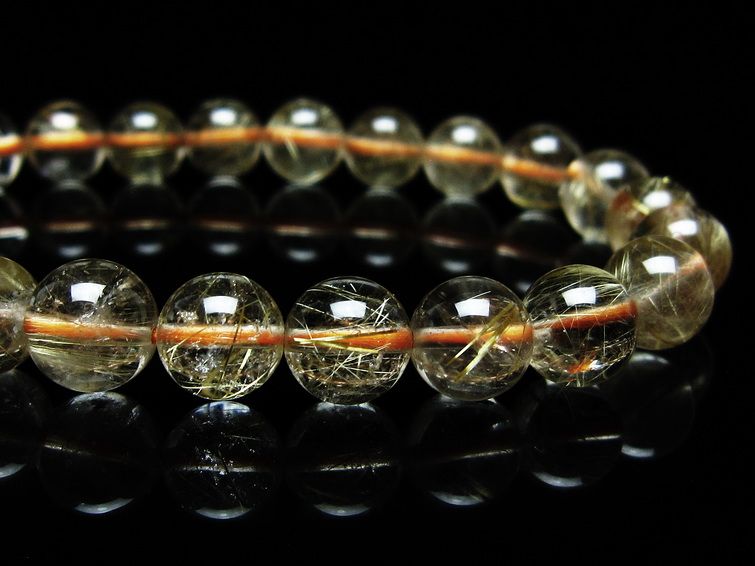 ルチルクォーツ ブレスレット 8mm タイチンルチルクォーツ タイチンルチル 一点物 メール便可 [M便 1/10] 111-48963 【sold out】