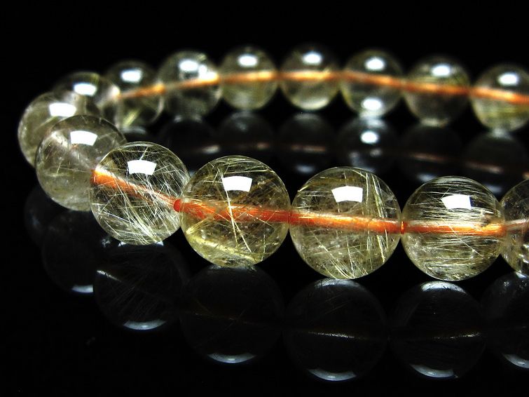 ルチルクォーツ ブレスレット 9mm タイチンルチルクォーツ タイチンルチル 一点物 メール便可 [M便 1/10] 111-48967