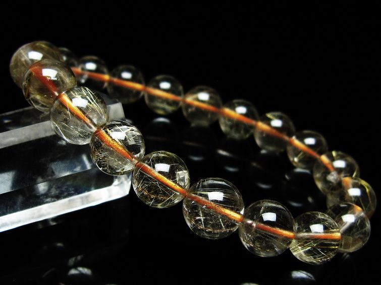 ルチルクォーツ ブレスレット 9mm タイチンルチルクォーツ タイチンルチル 一点物 メール便可 [M便 1/10] 111-48968