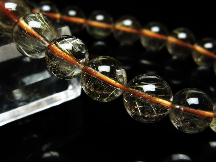 ルチルクォーツ ブレスレット 9mm タイチンルチルクォーツ タイチンルチル 一点物 メール便可 [M便 1/10] 111-48968