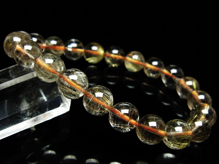 ルチルクォーツ ブレスレット 9mm タイチンルチルクォーツ タイチンルチル 一点物 メール便可 [M便 1/10] 111-48969