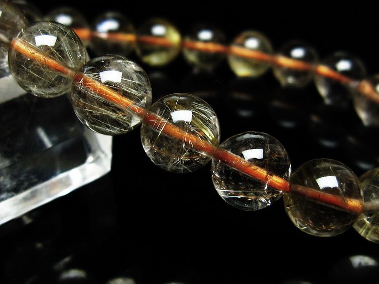 ルチルクォーツ ブレスレット 9mm タイチンルチルクォーツ タイチンルチル 一点物 メール便可 [M便 1/10] 111-48969