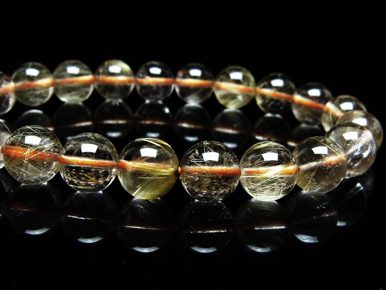 ルチルクォーツ ブレスレット 9mm タイチンルチルクォーツ タイチンルチル 一点物 メール便可 [M便 1/10] 111-48969