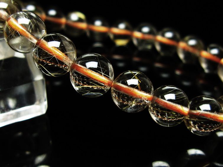 ルチルクォーツ ブレスレット 8mm タイチンルチルクォーツ タイチンルチル 一点物 メール便可 [M便 1/10] 111-48970